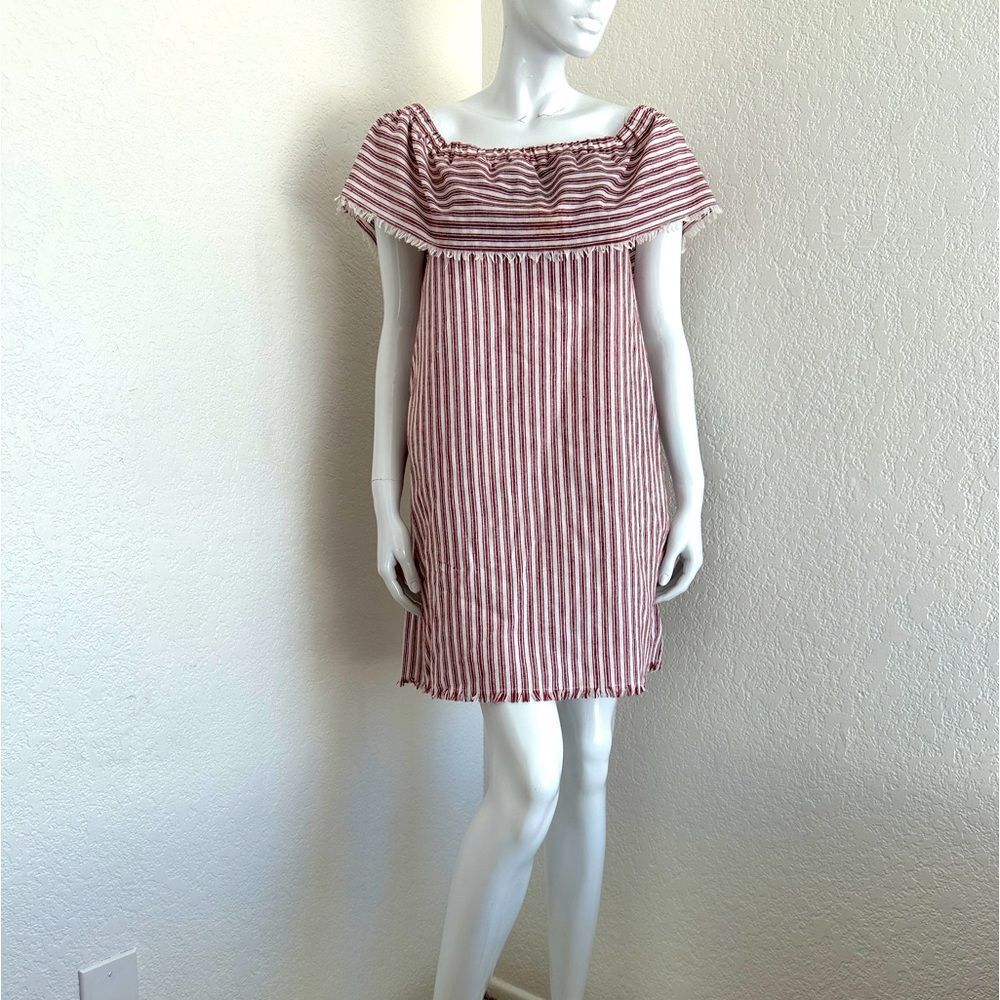 Anthropologie Paper Crane Linen/Cotton Red & White Striped Size Small